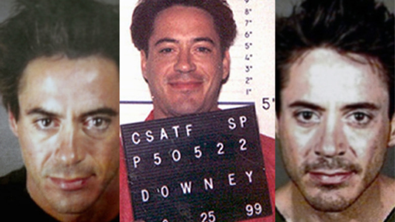  Robert Downey Jr.'s 2000, 1999, and 2001 mugshots.