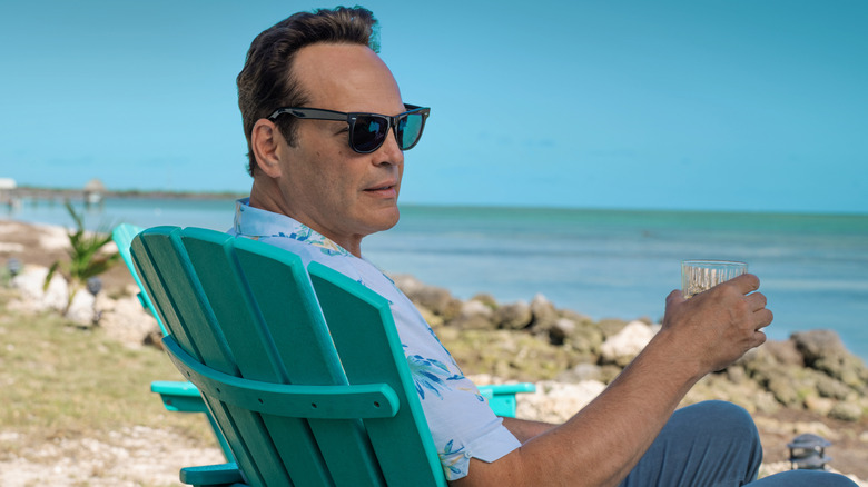 Andrew Yancy sitting in a beach chair on Bad Monkey