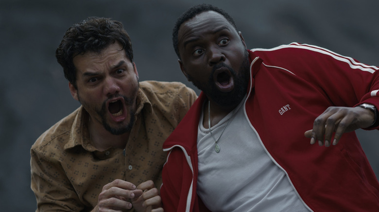 Ray and Manny looking horrified with their mouths open on Dope Thief