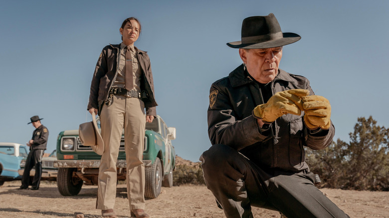 Joe and Bernadette at a crime scene in Dark Winds