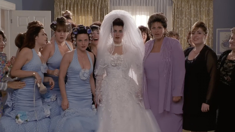 Toula in a wedding dress