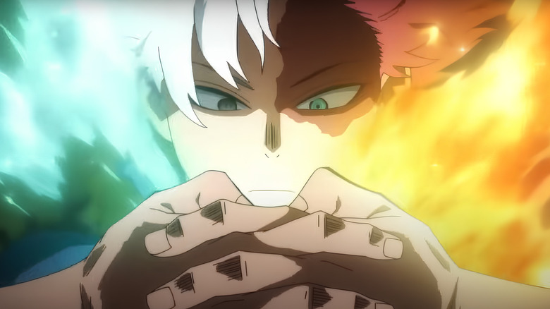 Todoroki activates fire and ice