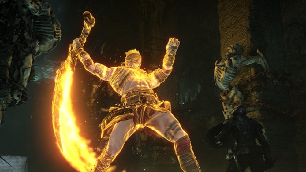 glowing demon with sword