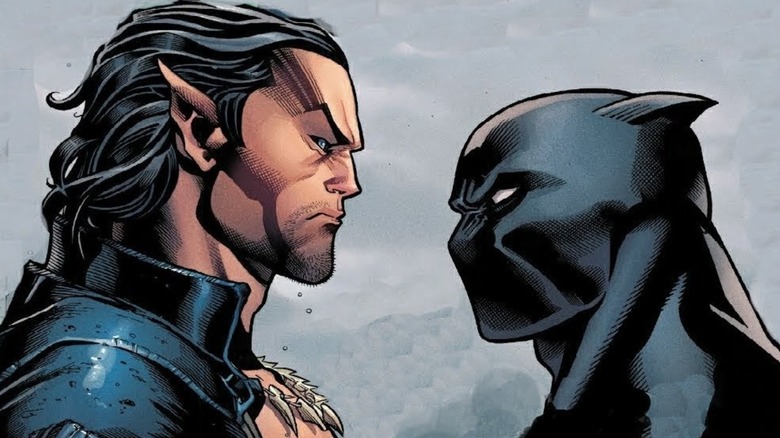 Namor and Black Panther stand face-to-face in close-up
