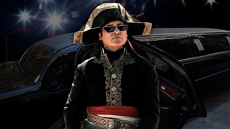 Napoleon with sunglasses by limo