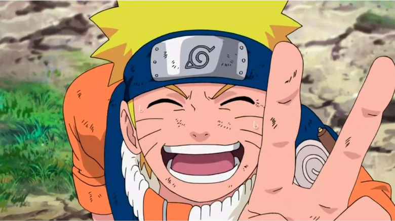 Naruto holding up peace sign