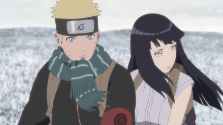 Naruto and Hinata looking down