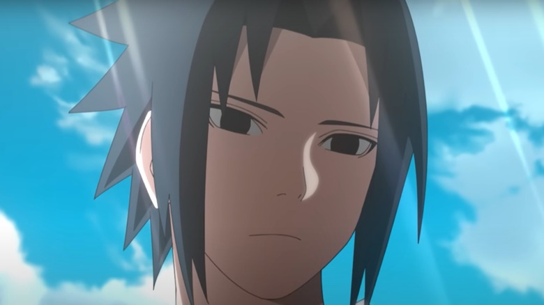 Sasuke looking down at Naruto 