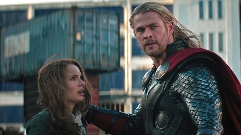 Jane and Thor standing together
