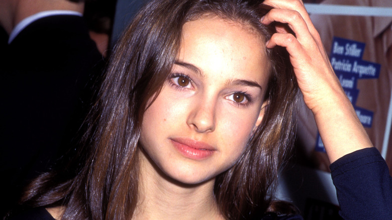 Young Natalie Portman looking stressed