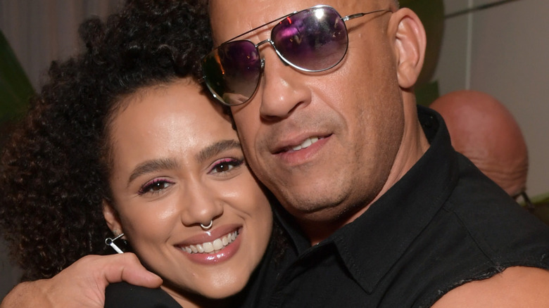 Nathalie Emmanuel and Vin Diesel smiling