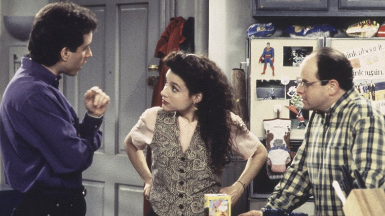 Jerry, Elaine, and George arguing on 