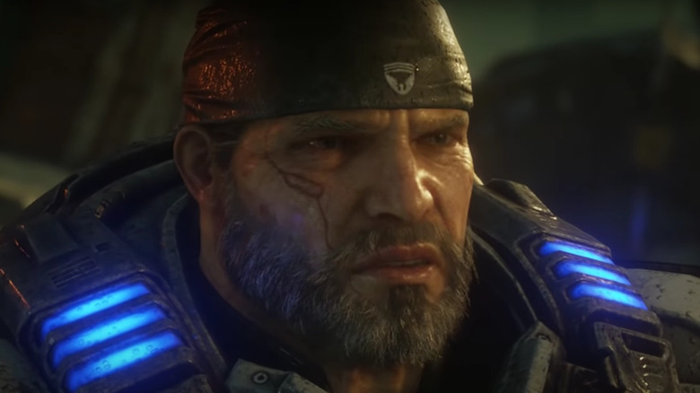 Marcus Fenix looks troubled