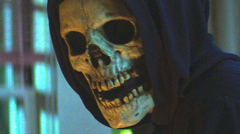 Skeleton mask looking menacing