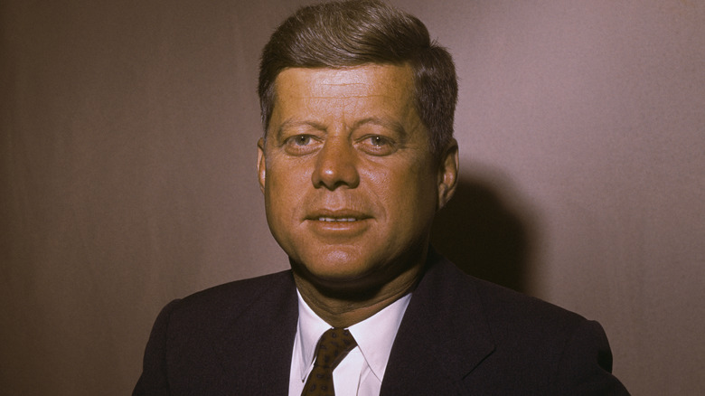 John F. Kennedy looking serious