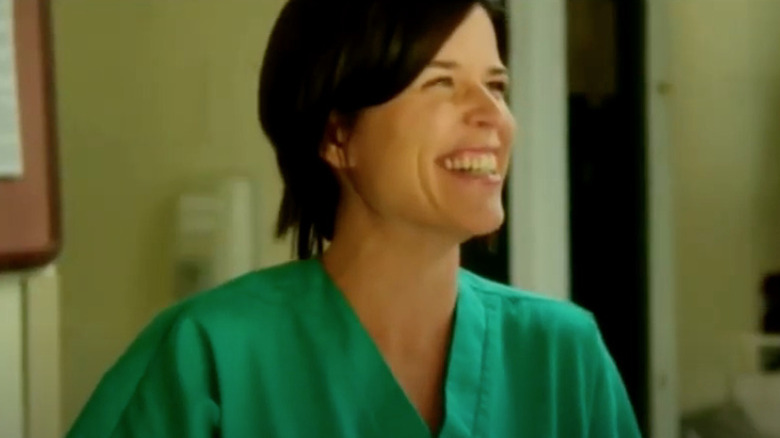 Campbell laughs in doctor's office