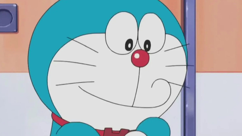 Doraemon rummaging through his pouch
