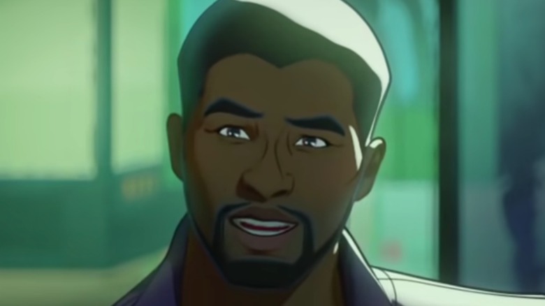 T'Challa as Star-Lord, smiling