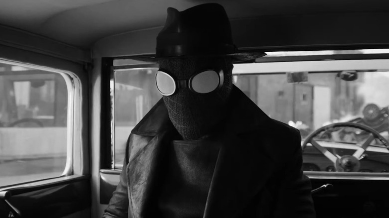 The Spider in the back of a car in Spider-Noir (2026)
