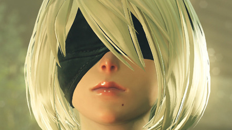 2B with a blindfold 