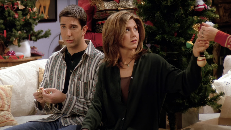 Ross and Rachel sitting together