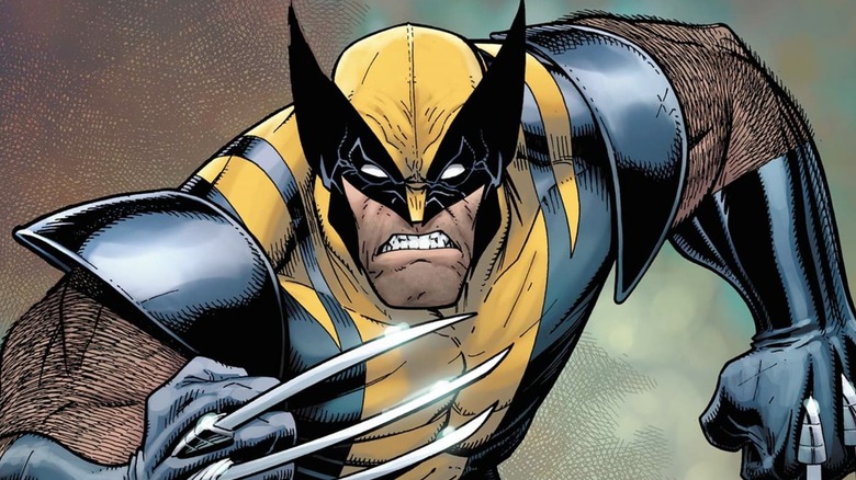 Wolverine grimacing and baring his claws