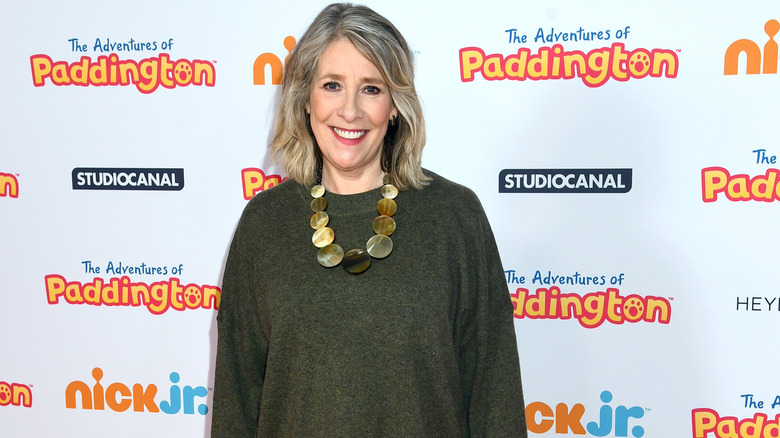 Phyllis Logan wearing statement necklace