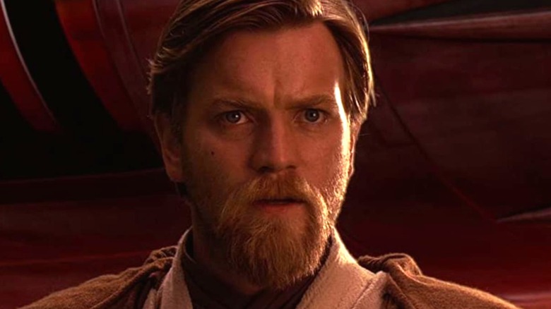 Star Wars Obi-Wan and stares at Anakin