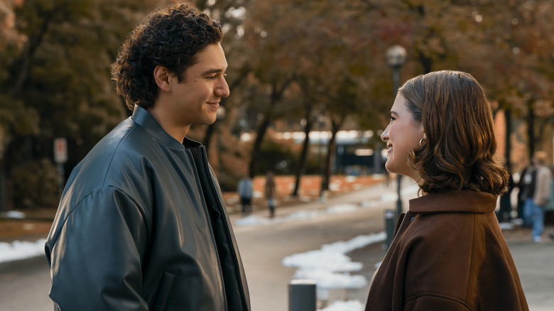 Garrett and Hannah smile at each other in "Off Campus"