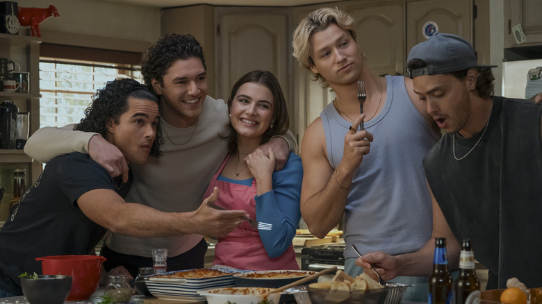 Garrett, Hannah and their friends mug in "Off Campus"