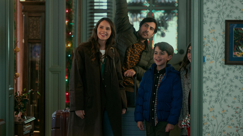 Channing, Doug, and their kids arriving at family's house