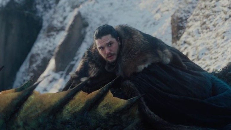 Jon Snow rides dragon