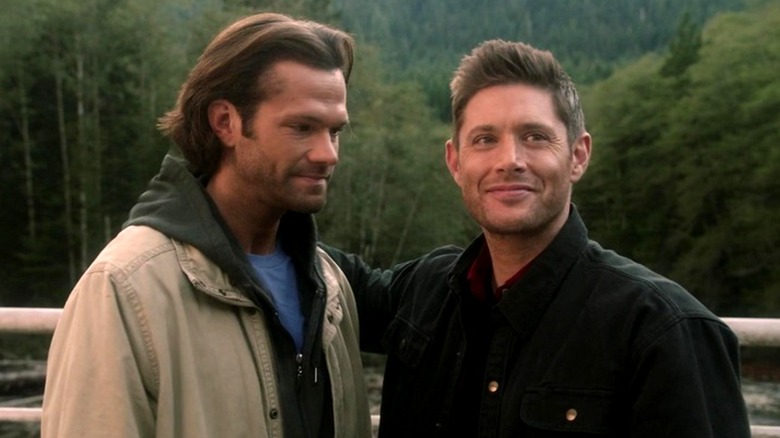 Sam and Dean smile in Supernatural