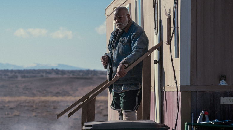 Josiah emerging from his trailer at the end of "Onslaught" (2026)