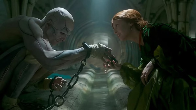 The Creature and Lady Elizabeth Harlander in Frankenstein (2025)