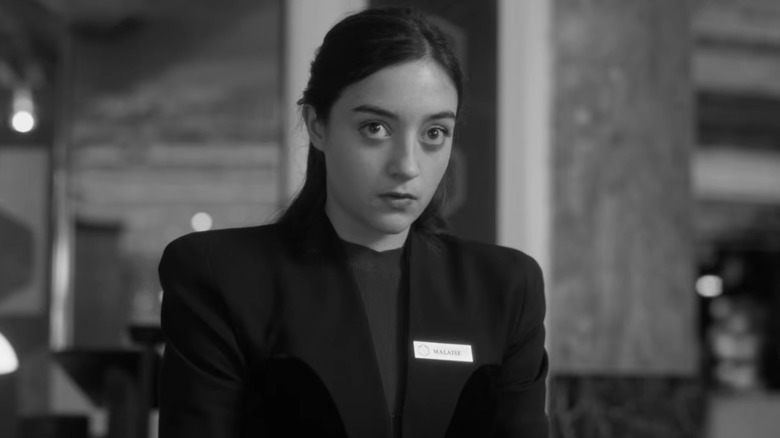 Malaise looking up in "Two People Exchanging Saliva"