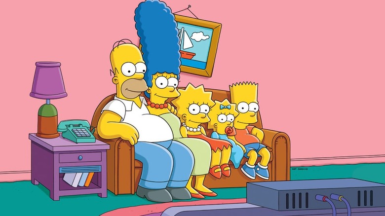 Simpsons family on the couch
