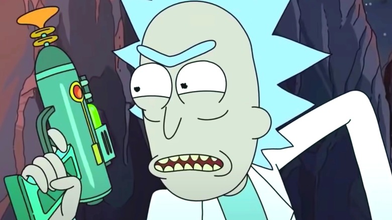 Rick Sanchez holding laser gun