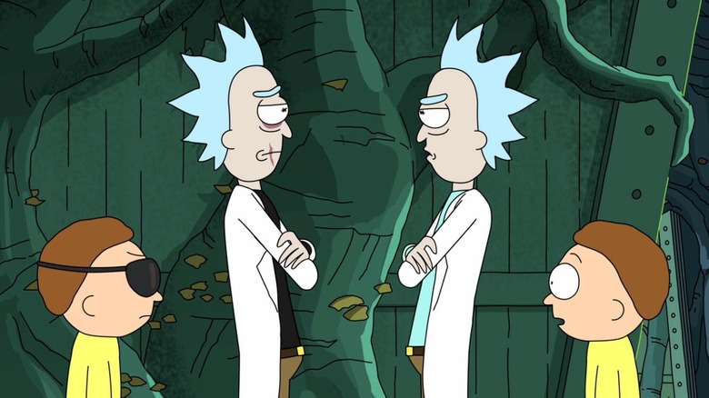 Evil Rick and Morty face off against Good Rick and Morty