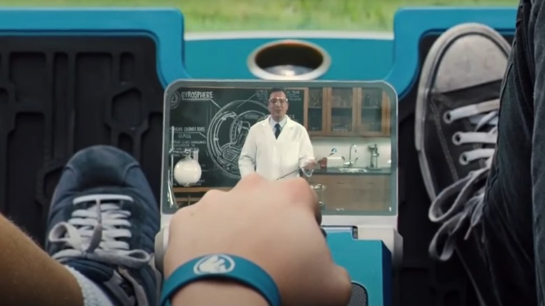 Tourists watching Jimmy Fallon's safety video