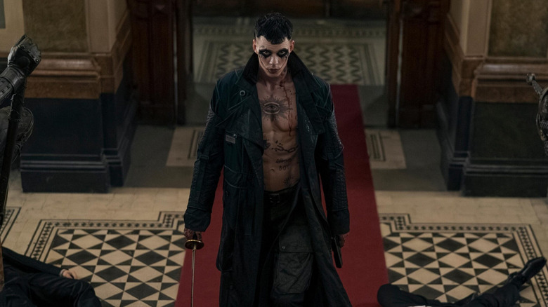 Eric strolling up stairs to exact vengeance in The Crow (2024)