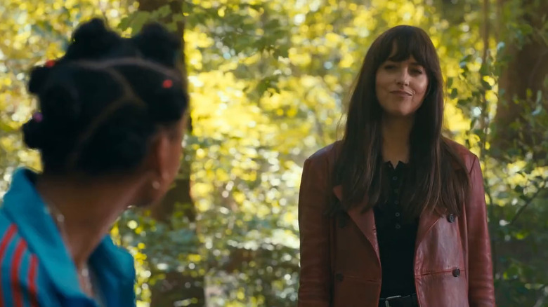 Cassandra smirks at Anya in Madame Webb (2024)