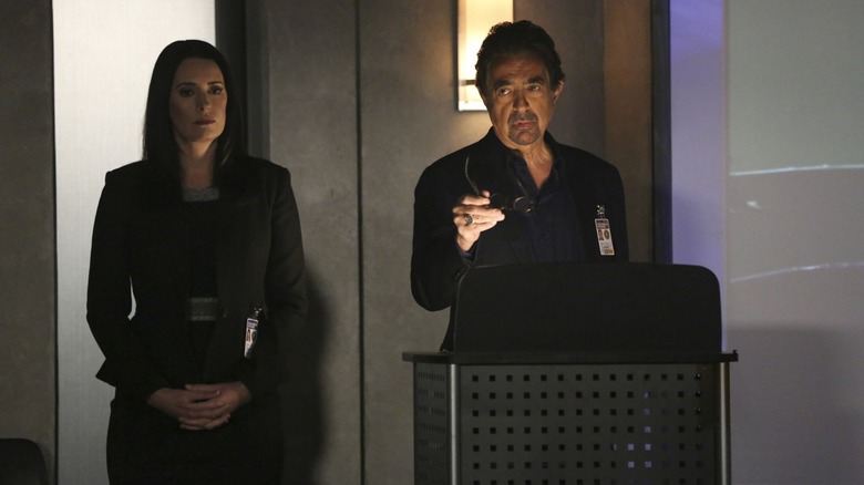 Emily Prentiss and David Rossi give a lecture