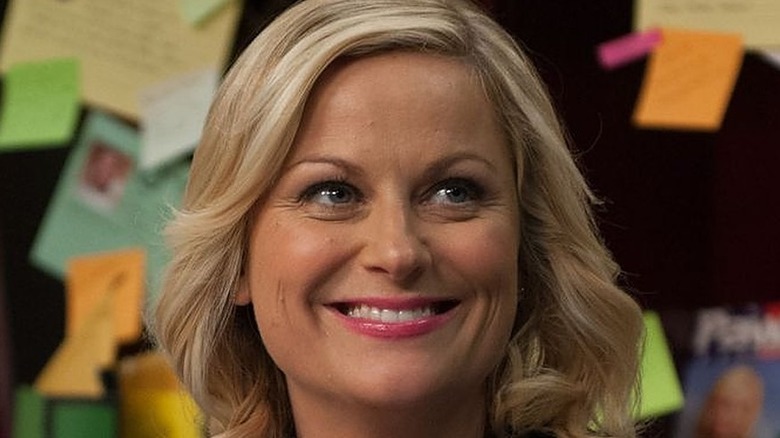 Amy Poehler grinning as Leslie Knope