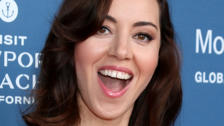 Aubrey Plaza with mouth open