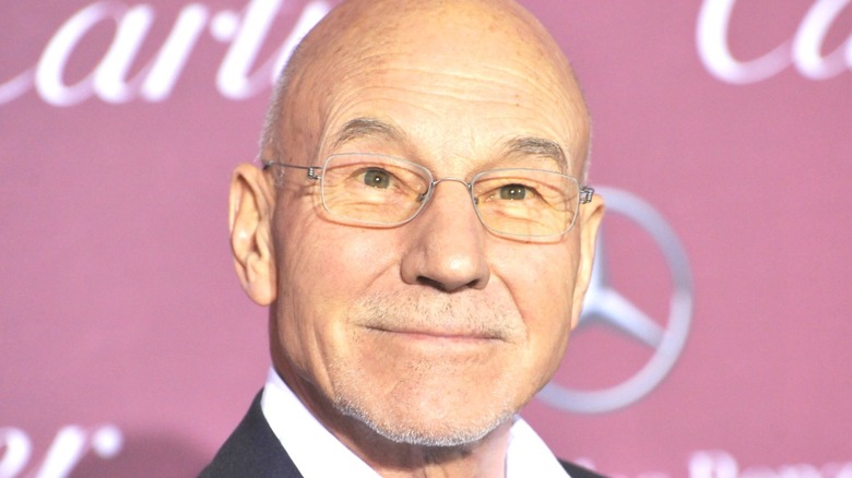 Patrick Stewart wearing glasses