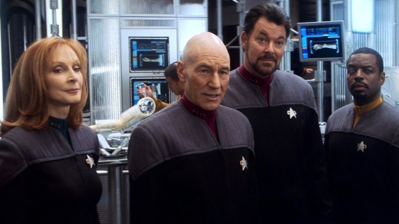 Crusher, Picard, Riker, and La Forge