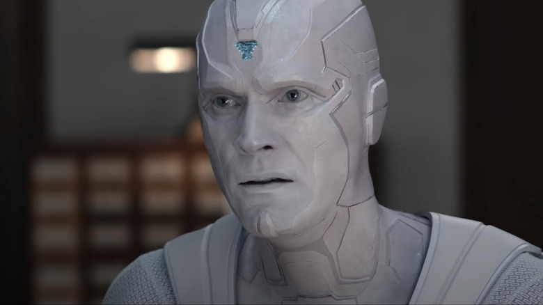 Paul Bettany acting as Vision in WandaVision