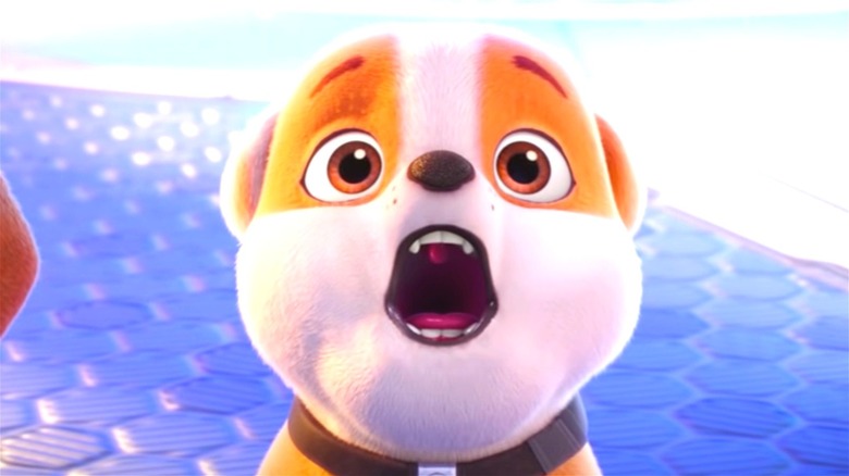 Rubble looking shocked in PAW Patrol: The Movie