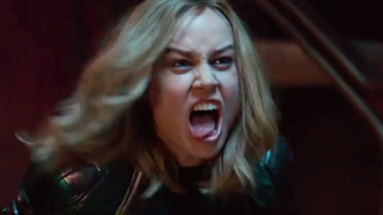 Captain Marvel Brie Larson yelling